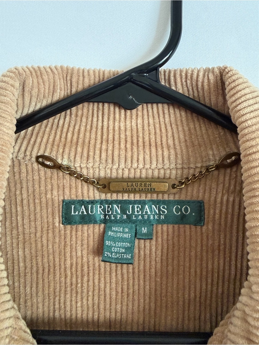 Lauren Jeans Co Brown Camel Corduroy Jacket Brown Leather Trim M - Picture 4 of 10